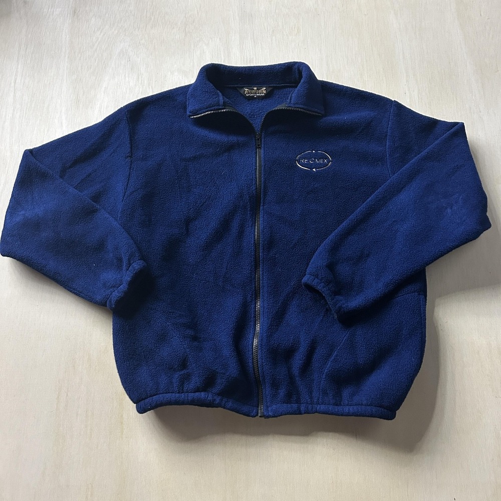 Auburn Sportswear Jacket Mens Medium Blue Fleece Full Zip REC MIX Logo Outdoor